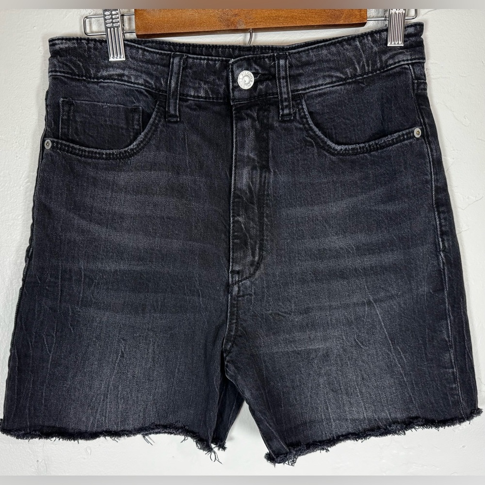 Anthropologie Pilcro Raw Hem Black Acid Like Wash Jean Shorts Size 27